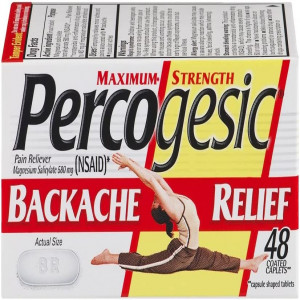 Percogesic Backache Relief Pain Reliever, Maximum Strength, 48 Safety Coated Tablets