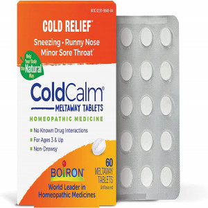 Boiron ColdCalm Tablets for Relief of Common Cold Symptoms Such as Sneezing, Runny Nose, Sore Throat, and Nasal Congestion - Non-Drowsy - 60 Count