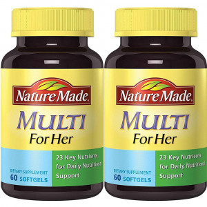 Nature Made Multi for Her, 23 Essential Vitamins & Minerals 60 Softgels (Pack of 2)