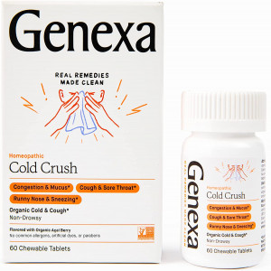 Genexa Cold Crush - 60 Tablets – Multi-Symptom Cough & Cold Remedy - Certified Vegan, Organic, Gluten Free & Non-GMO - Homeopathic Remedies