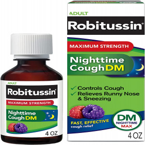 Robitussin Maximum Strength Nighttime Cough DM, Cough Medicine for Adults, Berry Flavor - 4 Fl Oz
