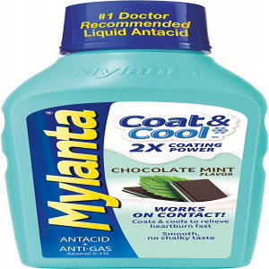 Mylanta Antacid and Gas Relief, Coat & Cool Formula, Chocolate Mint Flavor, 12 Fluid Ounces