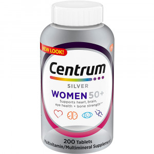 Centrum Silver Women's Multivitamin for Women 50 Plus, Multivitamin/Multimineral Supplement with Vitamin D3, B Vitamins, Non-GMO Ingredients, Supports Memory and Cognition in Older Adults - 200 Ct