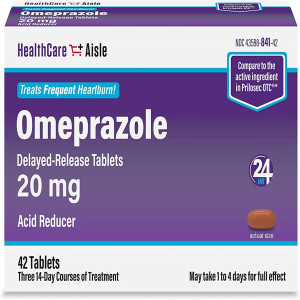 HealthCareAisle Omeprazole 20 mg – 42 Delayed-Release Tablets – Acid Reducer, Treats Frequent Heartburn