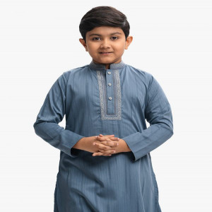 Ash Blue Jacquard Kids Panjabi