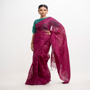Purple Cotton Saree