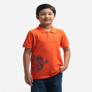 Orange Pique Short Sleeve Polo