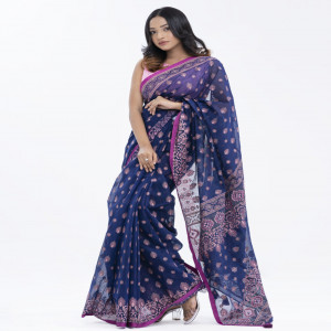 Blue Cotton Saree