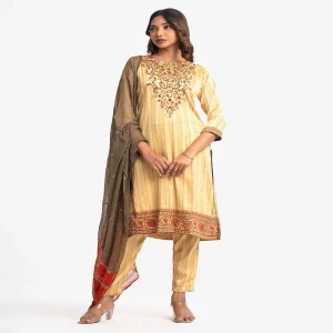 Golden Georgette Straight Salwar Kameez