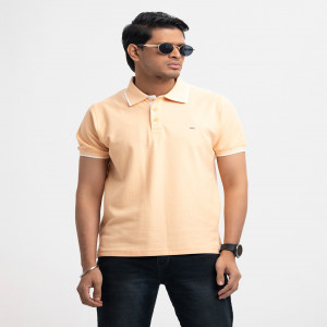 Peach Cotton Pique Polo