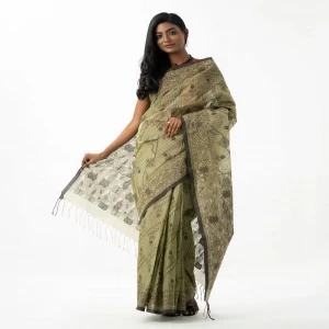 Green Cotton Saree