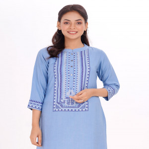 Sky Blue Straight-cut Kameez
