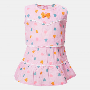 Pink Cotton Newborn Skirt Top Set