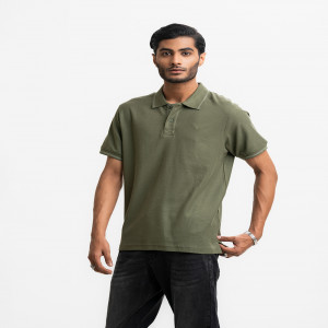 Green Cotton Pique Polo