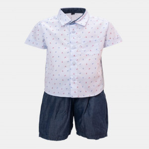 Sky Blue Cotton Shirt Pant Set