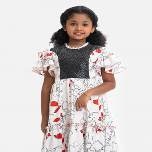 White Georgette Gathered Frock