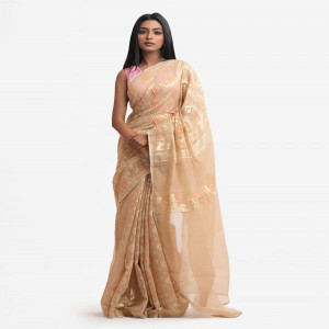 Golden Half-silk Saree