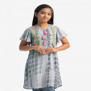 Gray Viscose A-line Tunic