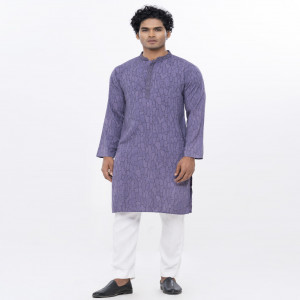 Purple Fitted Viscose Panjabi