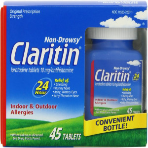 Claritin 24 Hour Allergy Medicine, Non-Drowsy Prescription Strength Allergy Relief, Loratadine Antihistamine Tablets, 45 Count