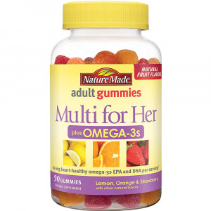 Roll over image to zoom in Nature Made Multi for Her Plus Omega-3 Adult Gummies, 90 Count