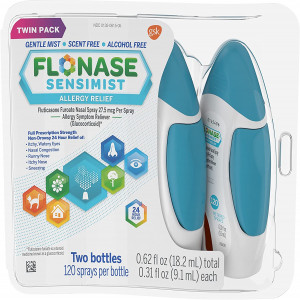 Flonase Sensimist Allergy Relief Nasal Spray, 240 Count 2 bottles(0.62fl.oz) of 0.31fl.oz