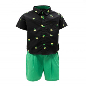 Black Cotton Shirt Pant Set