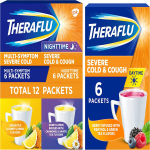 Theraflu Multi-Symptom Severe Cold and Severe Cold Cough Combo 12 ct Powder Plus Severe Cold Cough Daytime 6 ct Powder