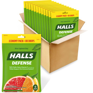 Halls Defense Citrus Vitamin C Drops - 960 Drops 80 Count (Pack of 12)