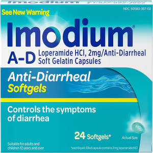Imodium A-D Anti-Diarrheal Medicine Softgels with Loperamide Hydrochloride, 24 ct.
