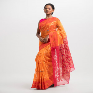Orange Half-silk Saree