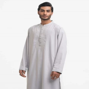 Gray Jacquard Semi Fitted Panjabi