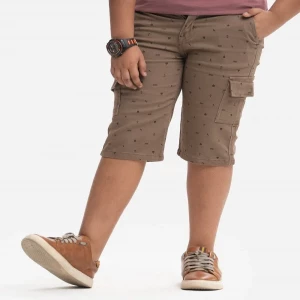 Brown Cotton-blend Three Quarter Pants
