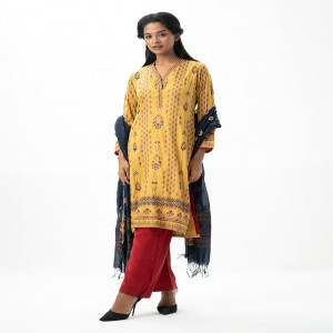 Golden Viscose A-Line Salwar Kameez