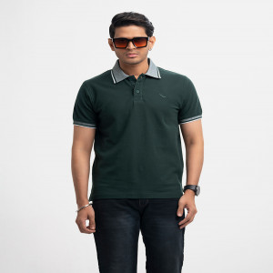 Green Cotton Pique Polo
