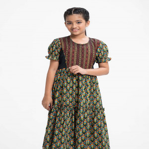 Black Cotton A-line Frock