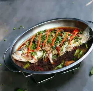 Steamed Whole Snapper in Soy Sauce