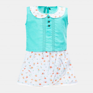 Green Cotton Newborn Skirt Top Set