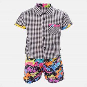 Black Cotton Shirt Pant Set