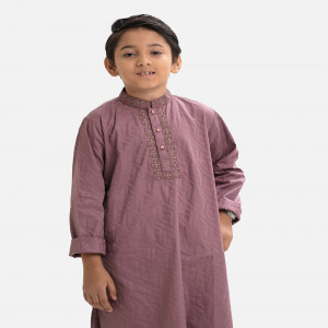 Pink Jacquard Cotton Kids Panjabi