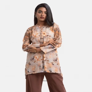 Peach Cotton High-low Hem Tunic
