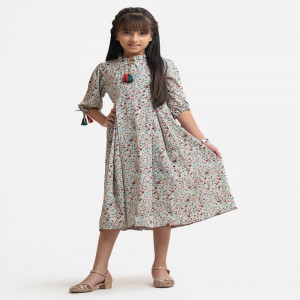 Green Faille A-line Frock