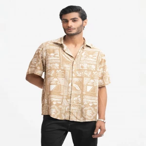 Printed Cotton Short Sleeve Casual Shirt