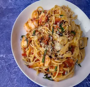 Shrimp Pomodoro with Spaghetti