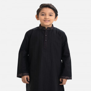 Black Jacquard Kids Panjabi