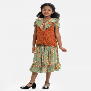 Green Georgette Woven Set