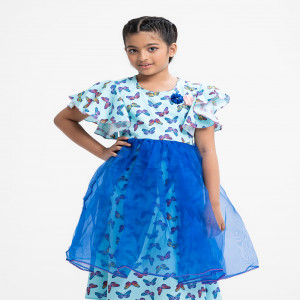 Blue Blended A-line Frock