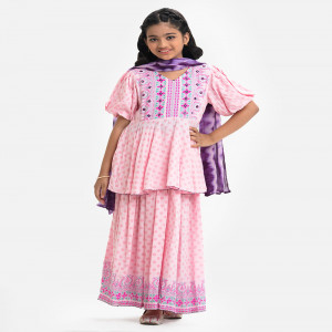 Pink Viscose Ghagra Choli Set