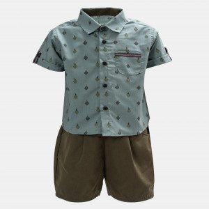 Green Cotton Shirt Pant Set
