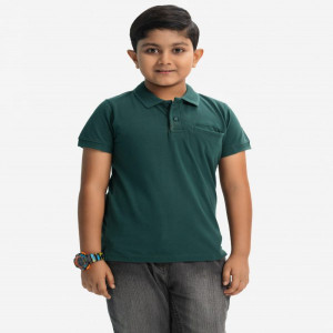 Green Pique Short Sleeve Polo